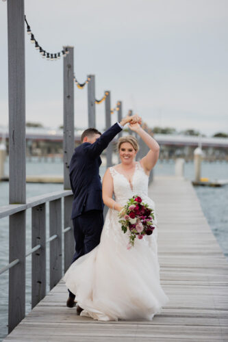 Bride and Groom Dance at Sandstone Point Hotel Wedding