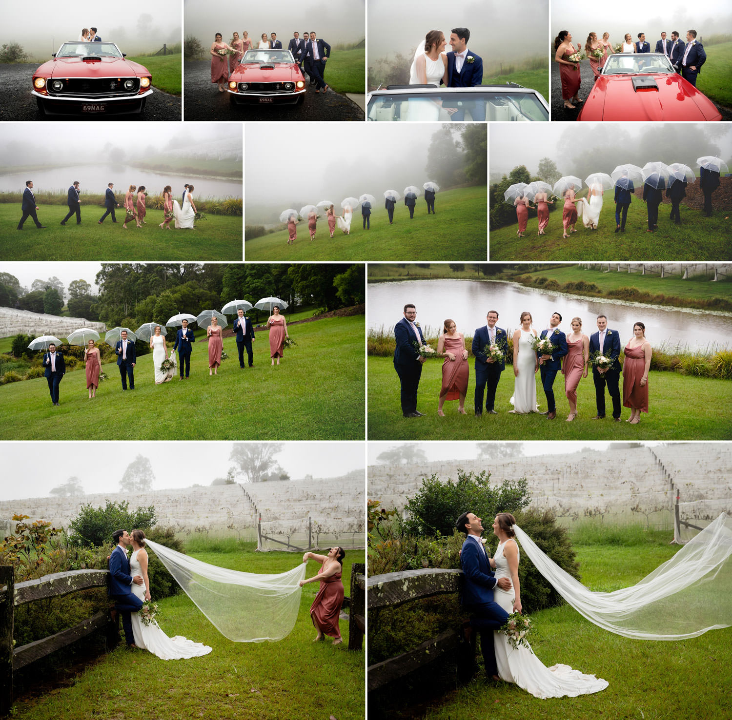 Fun Wedding Photos with bridal party Ocean View QLD